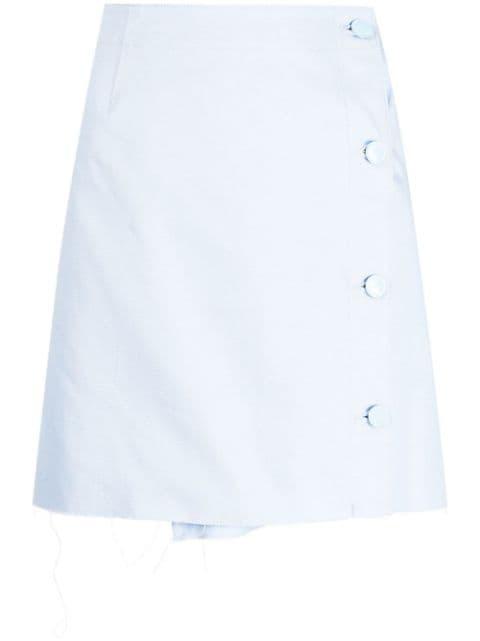 frayed-hem denim miniskirt by RAF SIMONS