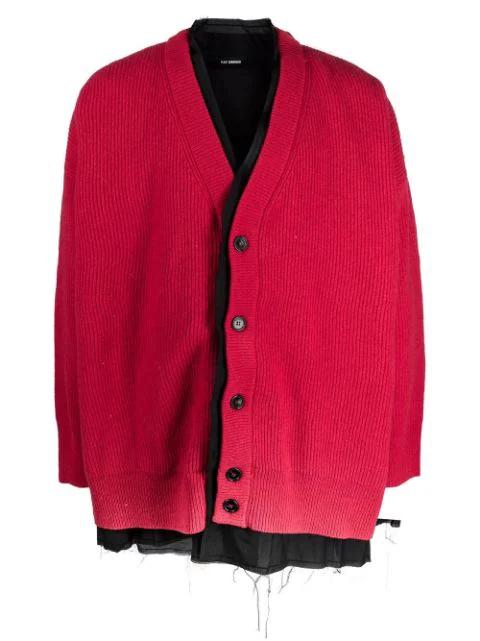 layered wool cardigan by RAF SIMONS