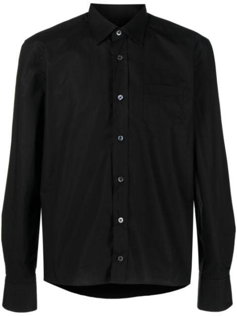 logo-patch long-sleeve cotton shirt by RAF SIMONS