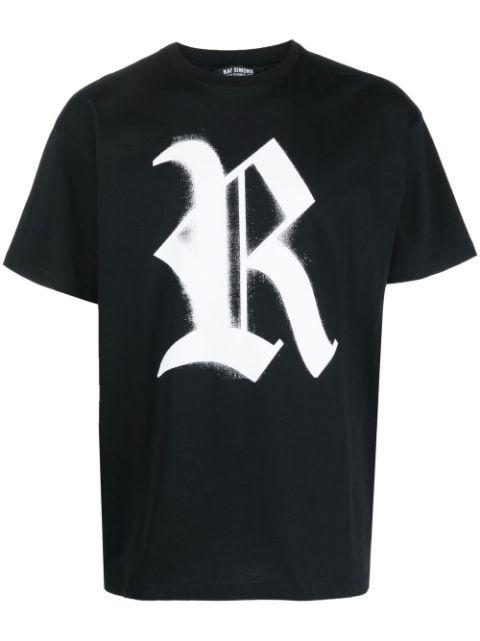 logo-print cotton T-shirt by RAF SIMONS