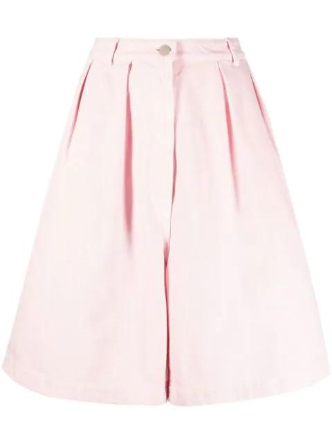 pleated denim shorts by RAF SIMONS