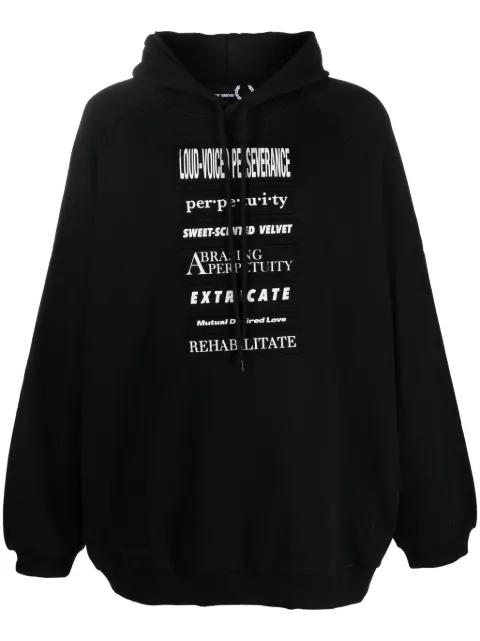 slogan-patches cotton hoodie by RAF SIMONS