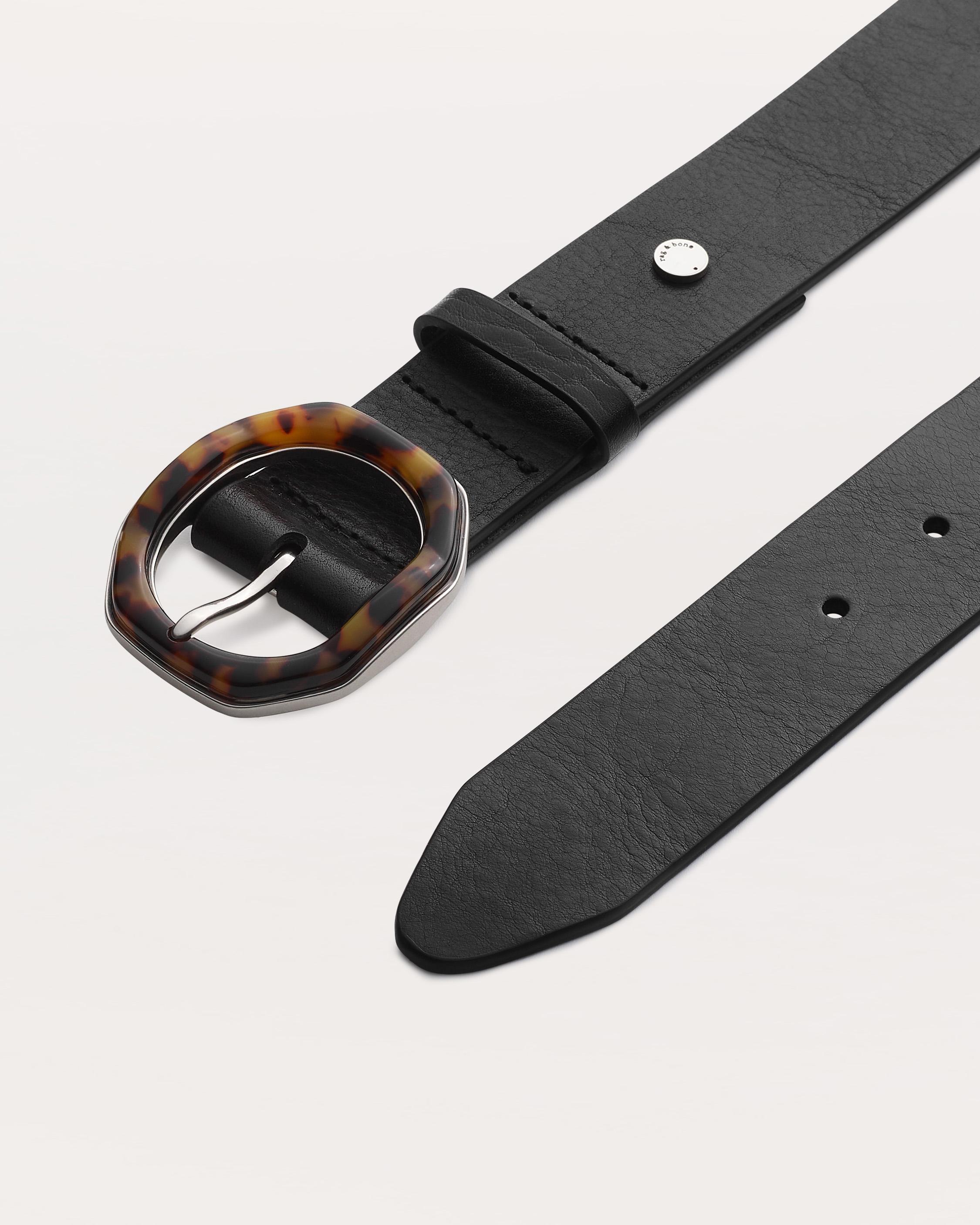 Audrey Tortoiseshell-Buckle Leather Belt by RAG&BONE