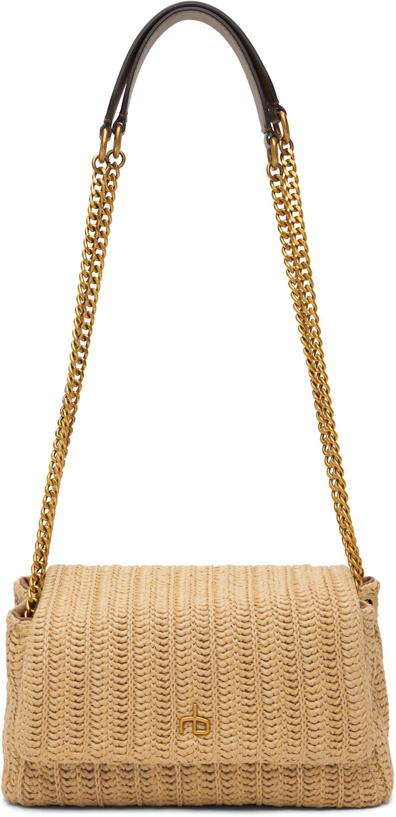 Beige Chelsea Small Straw Flap Bag by RAG&BONE