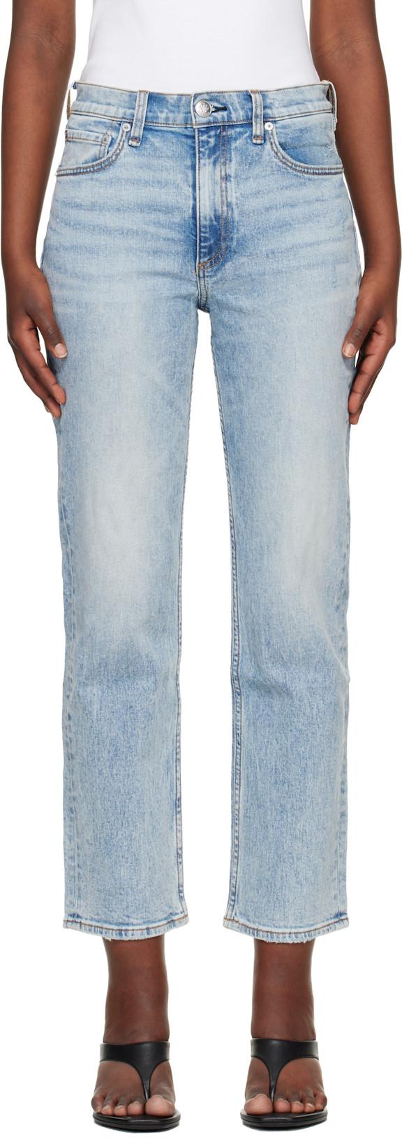 Blue Harlow Ankle Straight Jeans by RAG&BONE