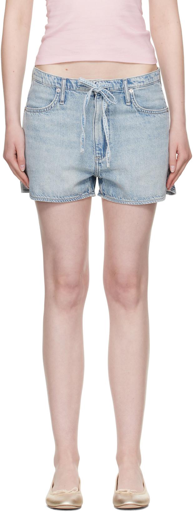 Blue Ultra Featherweight Nolan Drawstring Denim Shorts by RAG&BONE