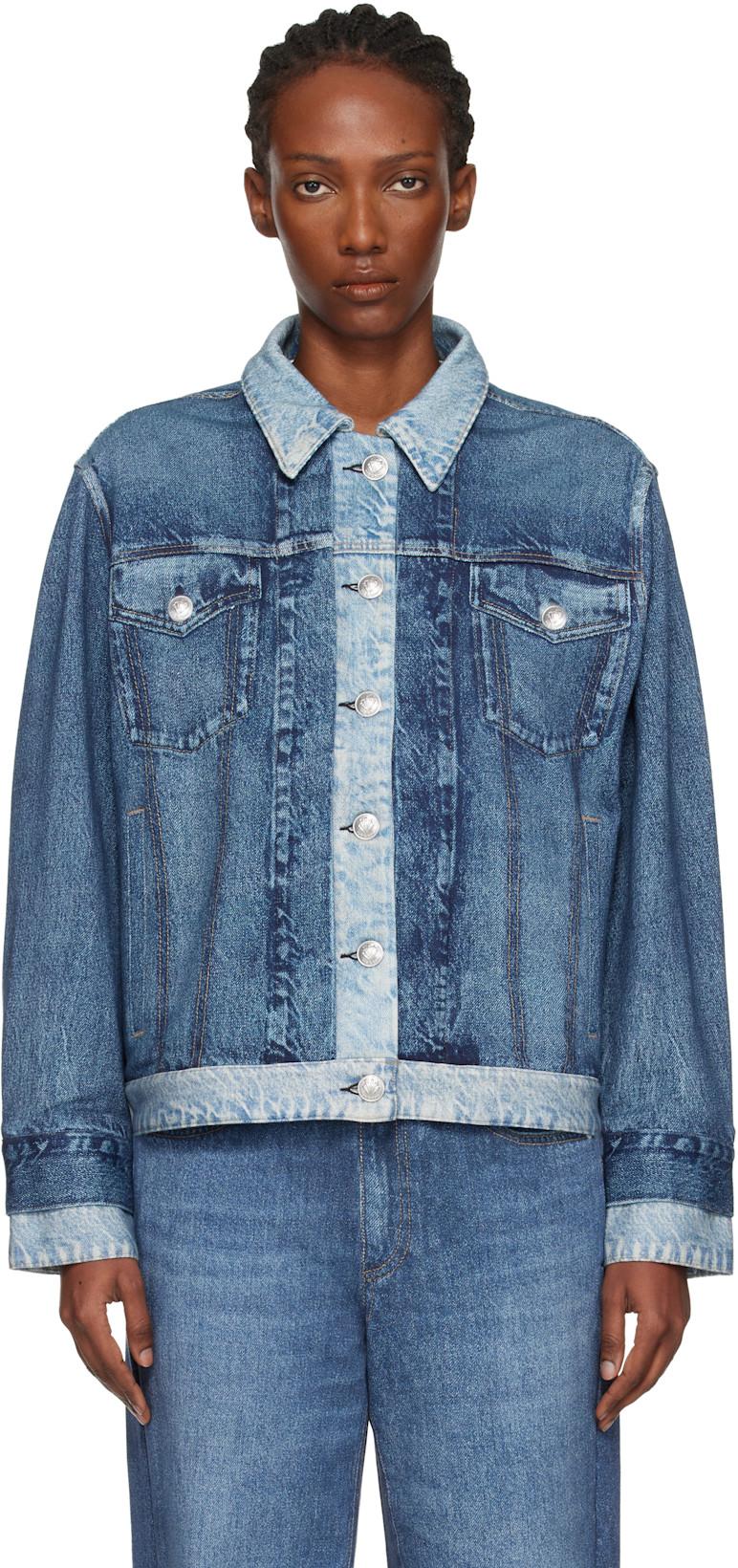 Blue rb Miramar Oversized Combo Trucker Jacket by RAG&BONE
