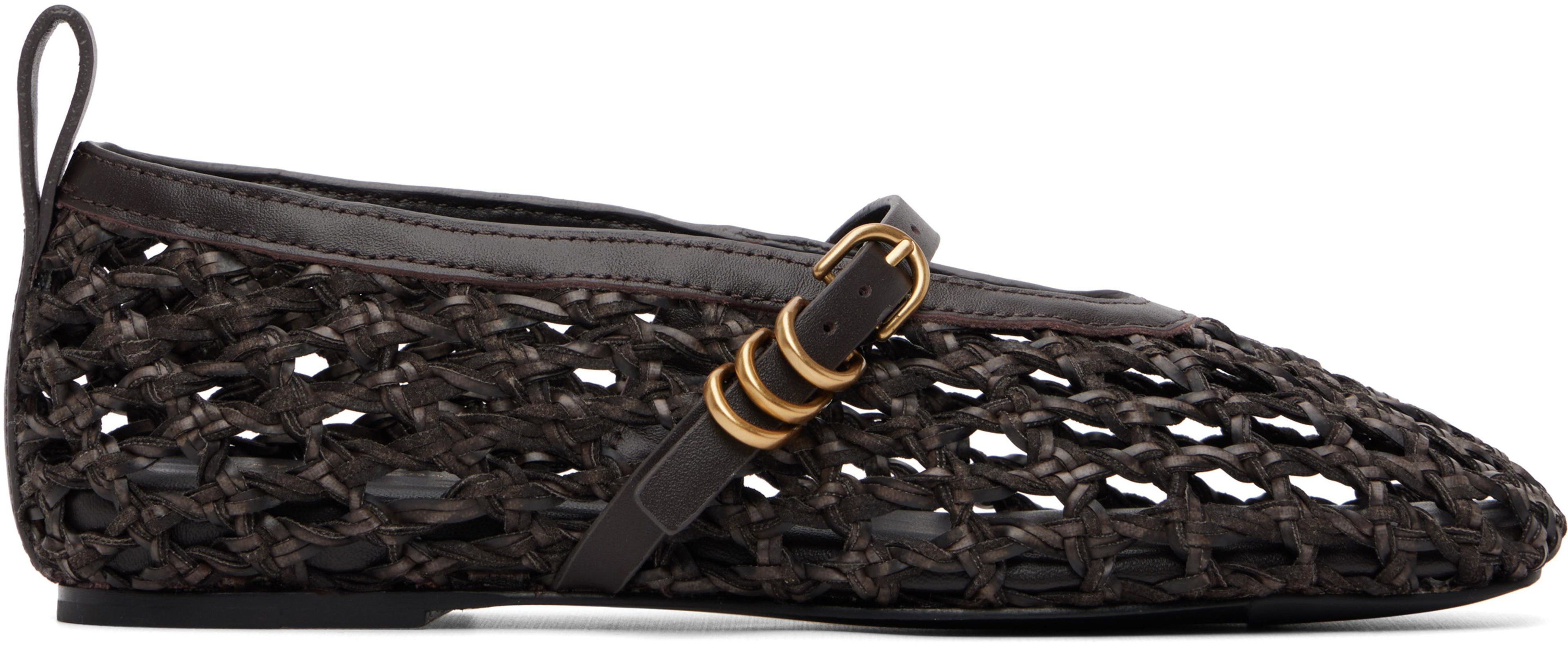Brown Spire Woven Mary Jane Faux-Leather Flats by RAG&BONE