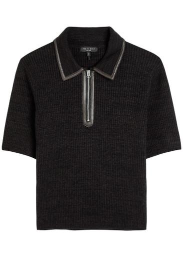 Caterina ribbed wool-blend polo top by RAG&BONE