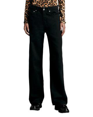 Featherweight Logan High Rise Wide Leg Jeans in Black by RAG&BONE