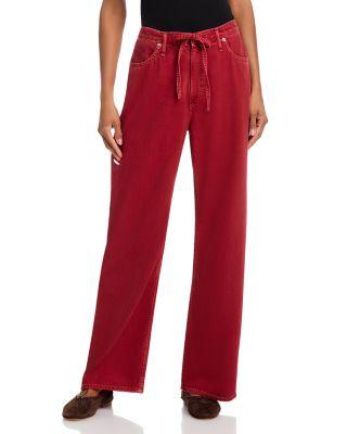 Featherweight Phoebe Drawstring High Rise Wide Leg Jeans in Sienna Stone by RAG&BONE