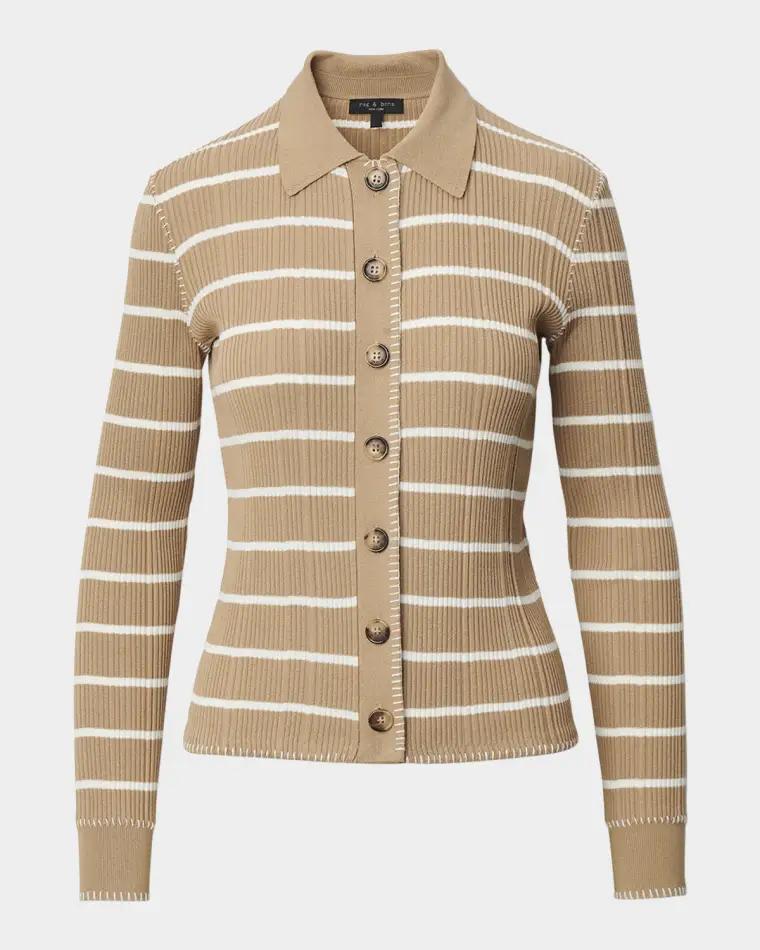 Harper Striped Button-Down Cardigan by RAG&BONE