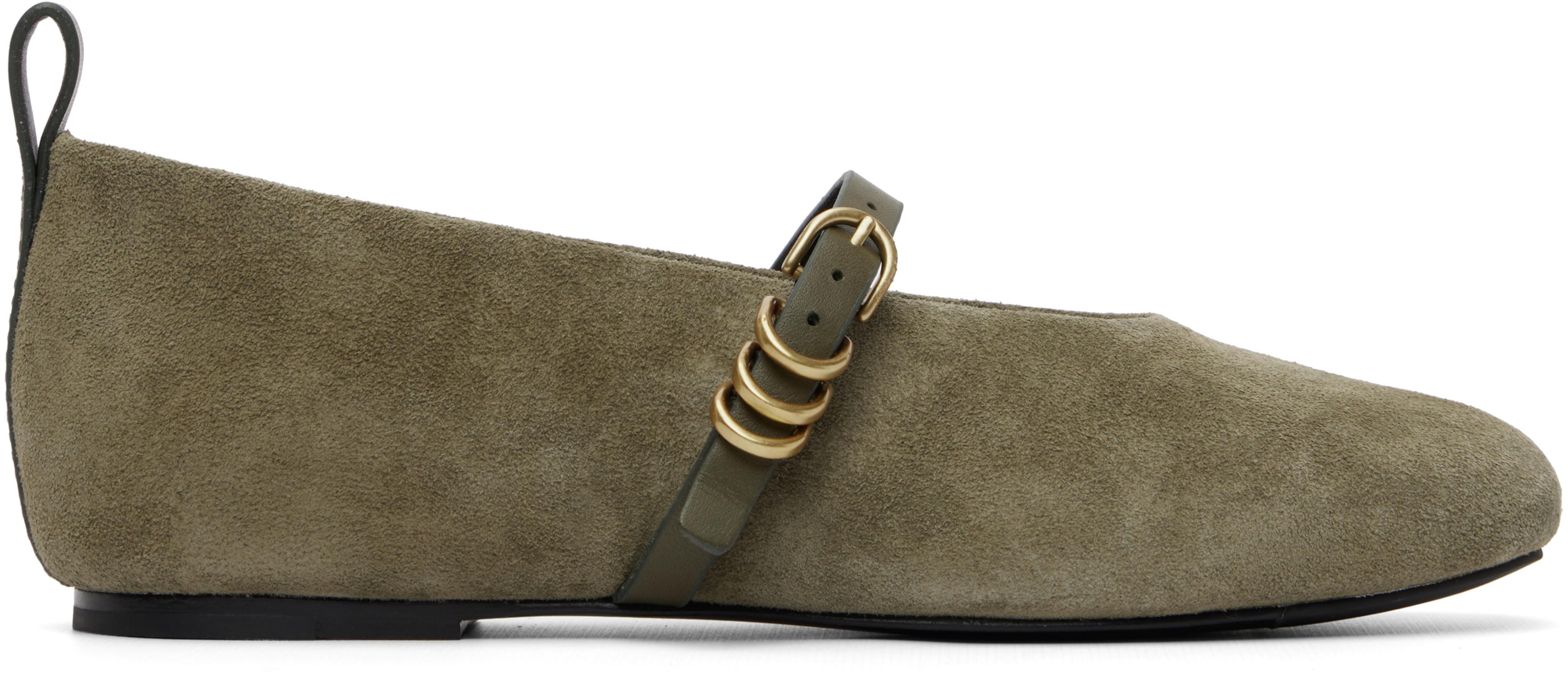 Khaki Spire Suede Mary Jane Flats by RAG&BONE