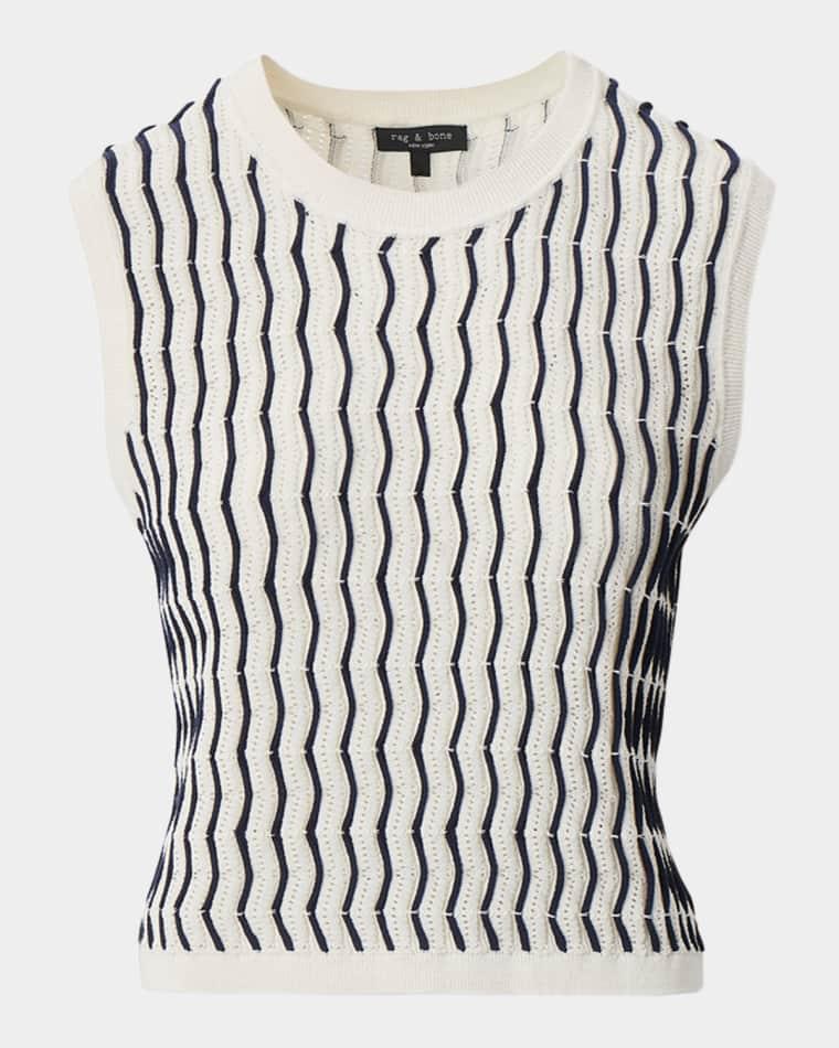 Leslie Striped Pointelle-Knit Vest by RAG&BONE