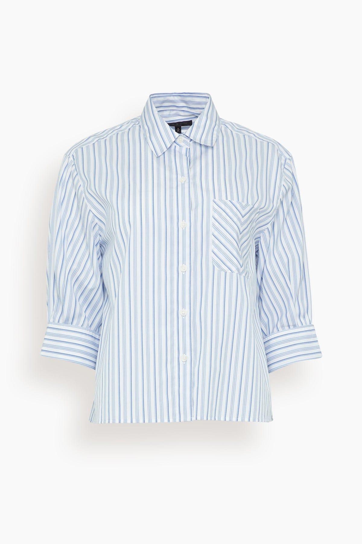 Lucia Stripe Poplin Shirt in Baby Blue Stripe by RAG&BONE