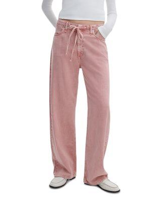 Phoebe Drawstring High Rise Wide Jeans in Raspberry by RAG&BONE