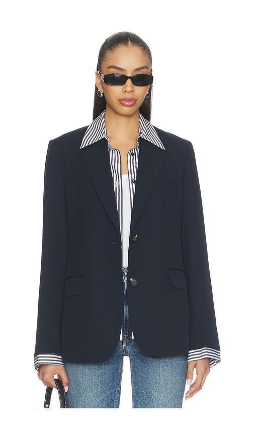 Rag & Bone Frank Poplin Combo Blazer in Navy by RAG&BONE
