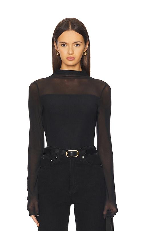 Rag & Bone Luca Double Layer Mock Neck Long Sleeve in Black by RAG&BONE