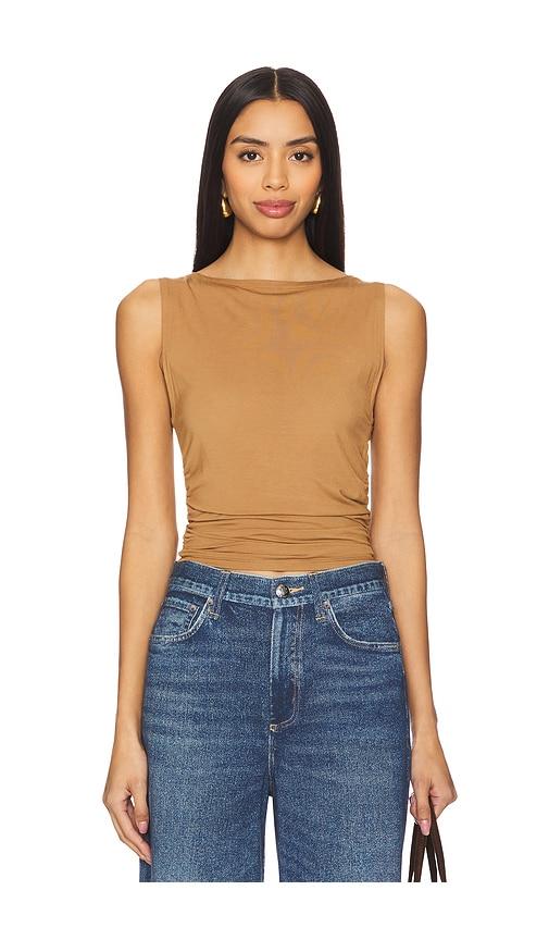 Rag & Bone Luca Shirred Tank in Tan by RAG&BONE