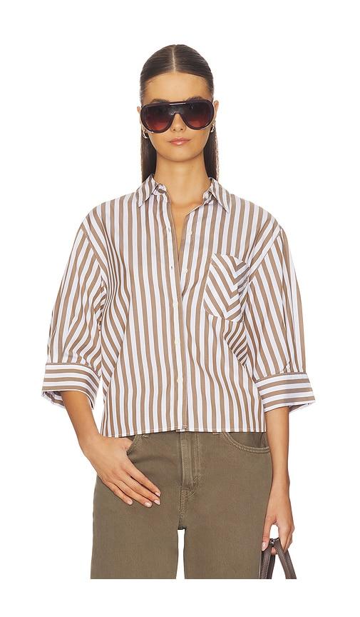 Rag & Bone Lucia Stripe Poplin Shirt in Brown by RAG&BONE
