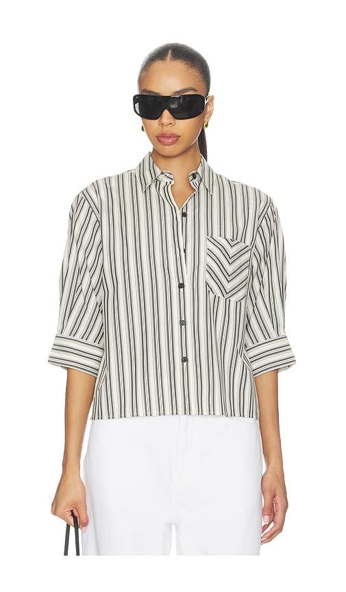 Rag & Bone Lucia Stripe Poplin Shirt in Grey by RAG&BONE