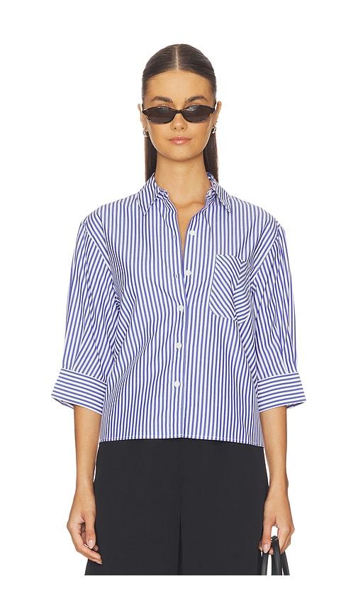 Rag & Bone Lucia Stripe Poplin Shirt in Navy by RAG&BONE