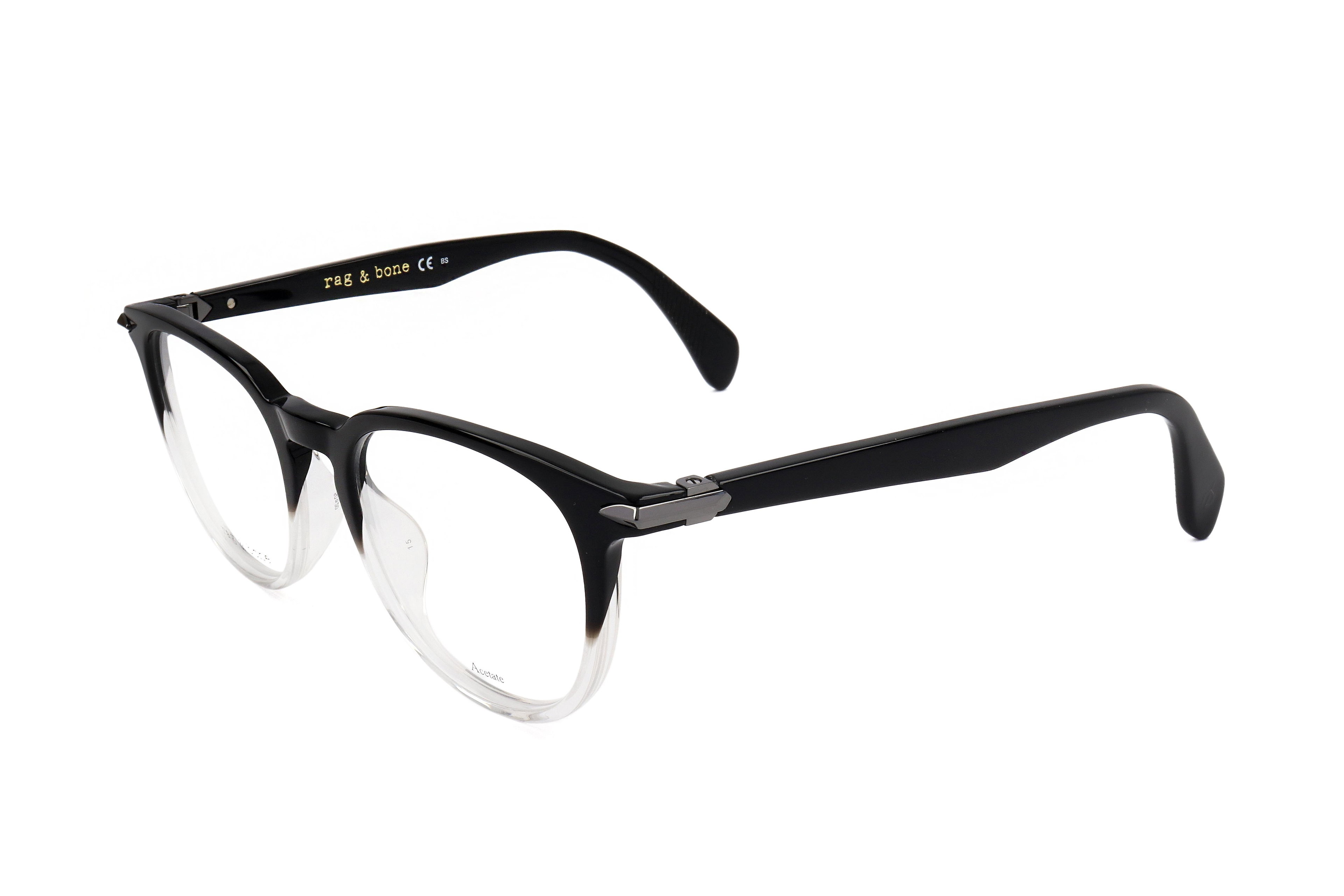 Rag & Bone Men's 50mm Black Shaded Crystal Opticals by RAG&BONE Rag & Bone Men's 50mm Black Shaded Crystal Opticals by RAG&BONE