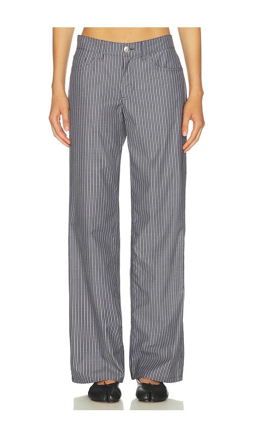 Rag & Bone Saige Low-Rise Stripe Poplin Pant in Dark Grey by RAG&BONE