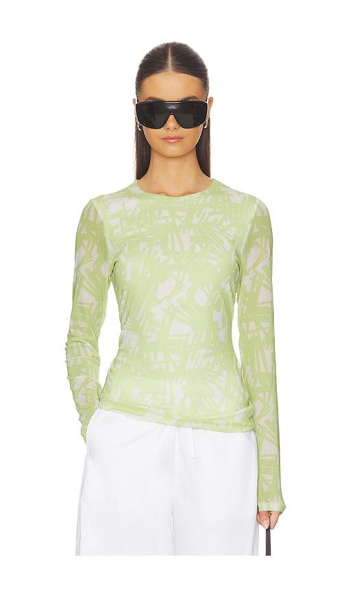 Rag & Bone Yana Printed Mesh Long Sleeve Tee in Yellow in Yellow by RAG&BONE