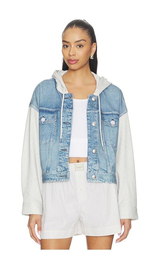 Rag & Bone rb Miramar Terry Combo Hooded Trucker in Blue, Light Grey by RAG&BONE