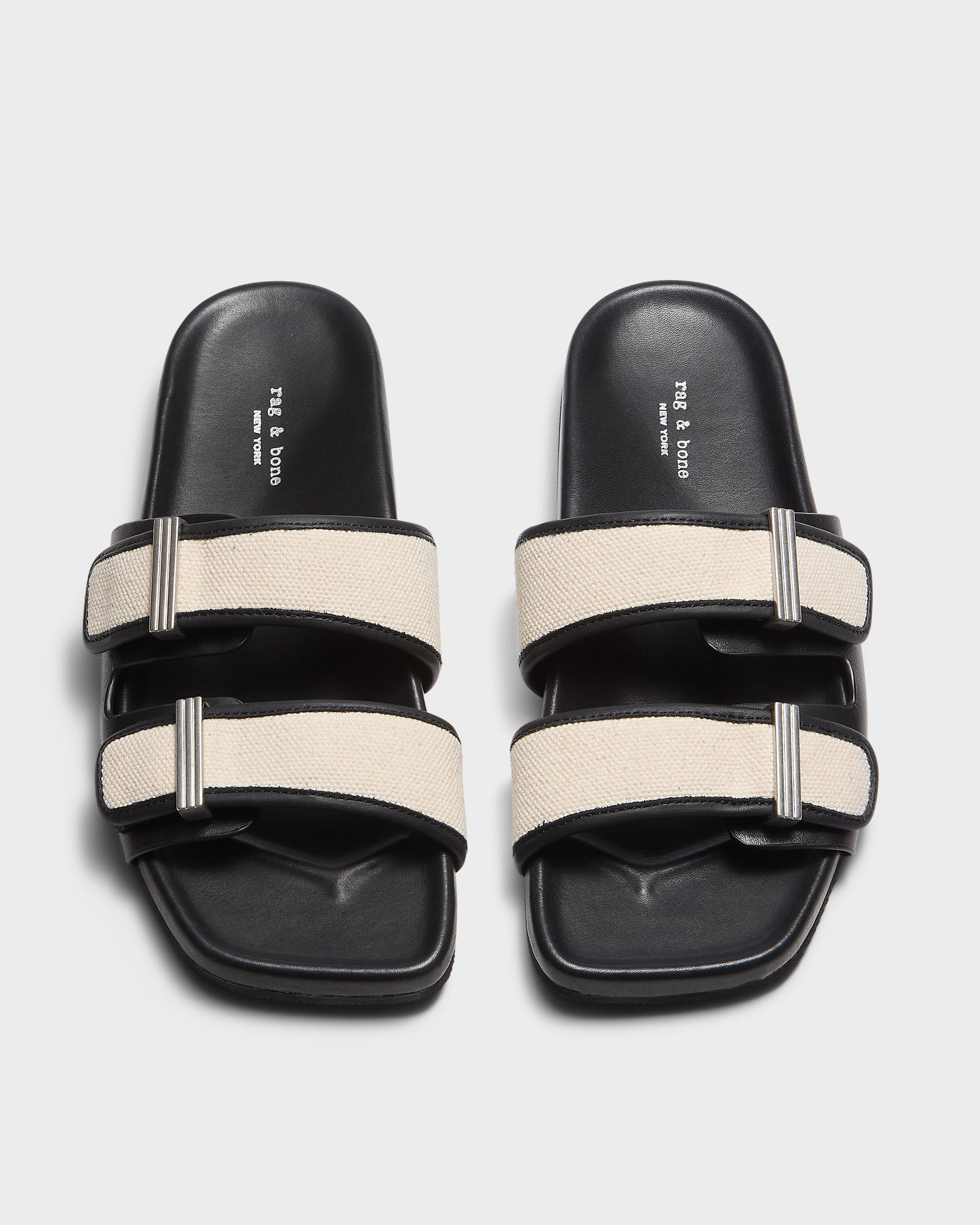 Rue Canvas-Trimmed Leather Slide by RAG&BONE