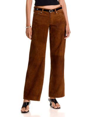 Saige Suede Low Rise Wide Leg Jeans in Brown by RAG&BONE