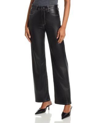 Shea High Rise Faux Leather Straight Leg Jeans in Black by RAG&BONE