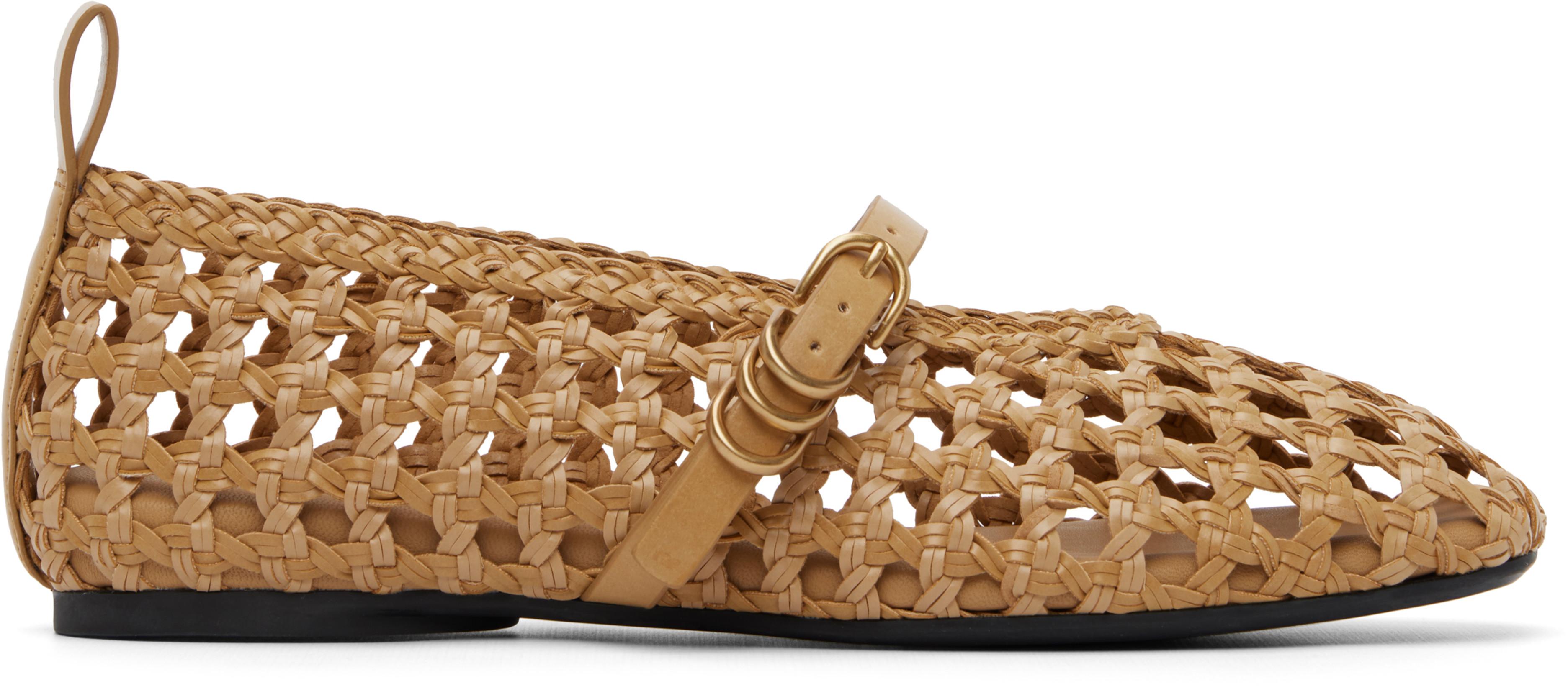 Tan Spire Woven Mary Jane Faux-Leather Flats by RAG&BONE