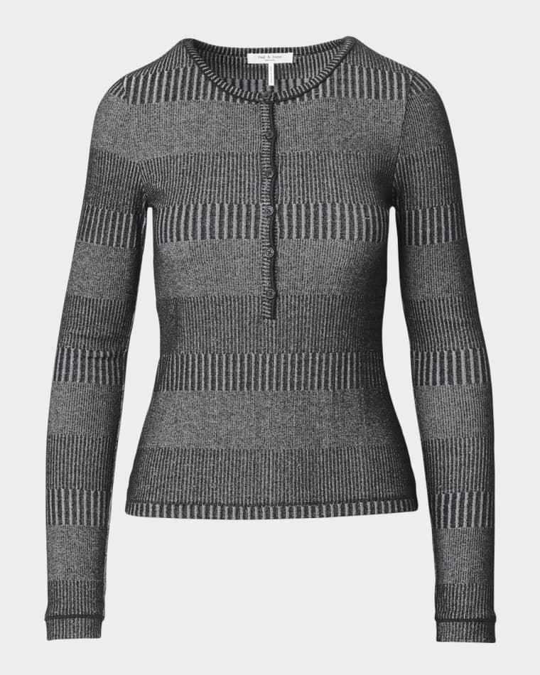 The Knit Two-Tone Henley Top by RAG&BONE