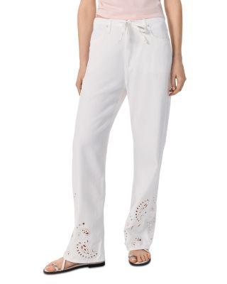 Ultra Featherweight Phoebe High Rise Drawstring Jeans in White Eyelet by RAG&BONE