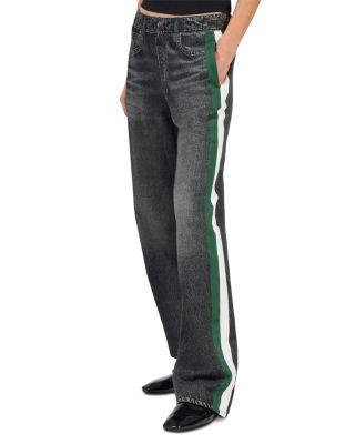 rb Miramar High Rise Wide Leg Track Pant Sweatpant Jeans in Washed Black by RAG&BONE