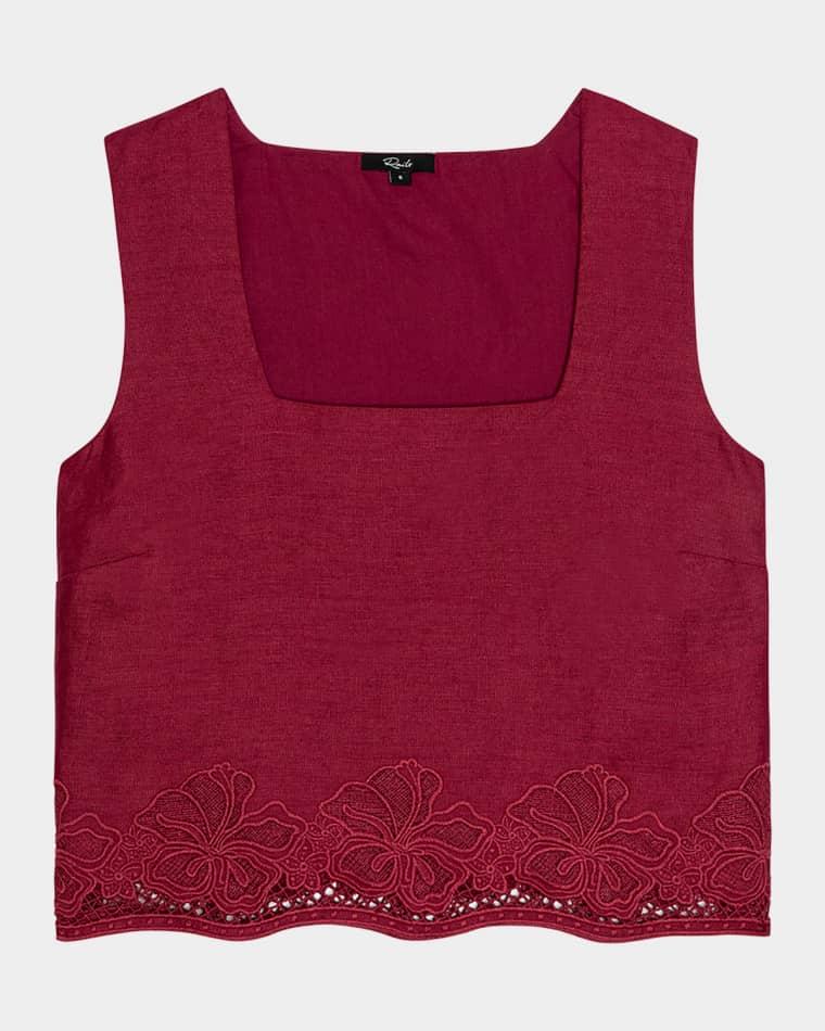 Akira Embroidered Linen Crop Top by RAILS