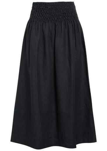 Alessa shirred linen midi skirt by RAILS
