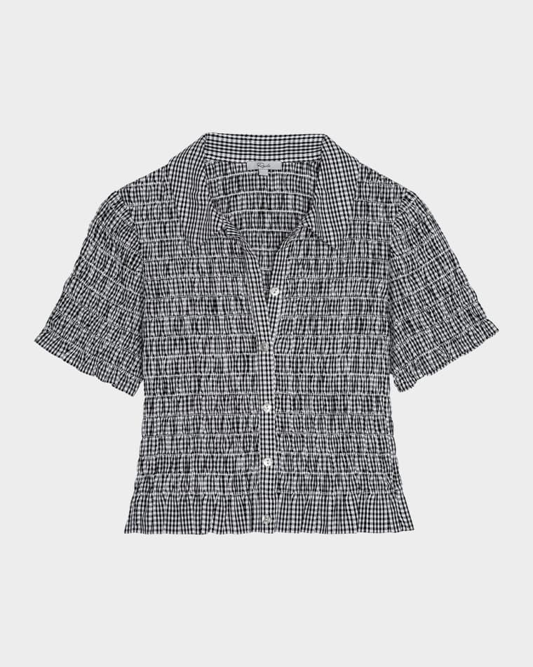 Alton Smocked Gingham Shirt by RAILS
