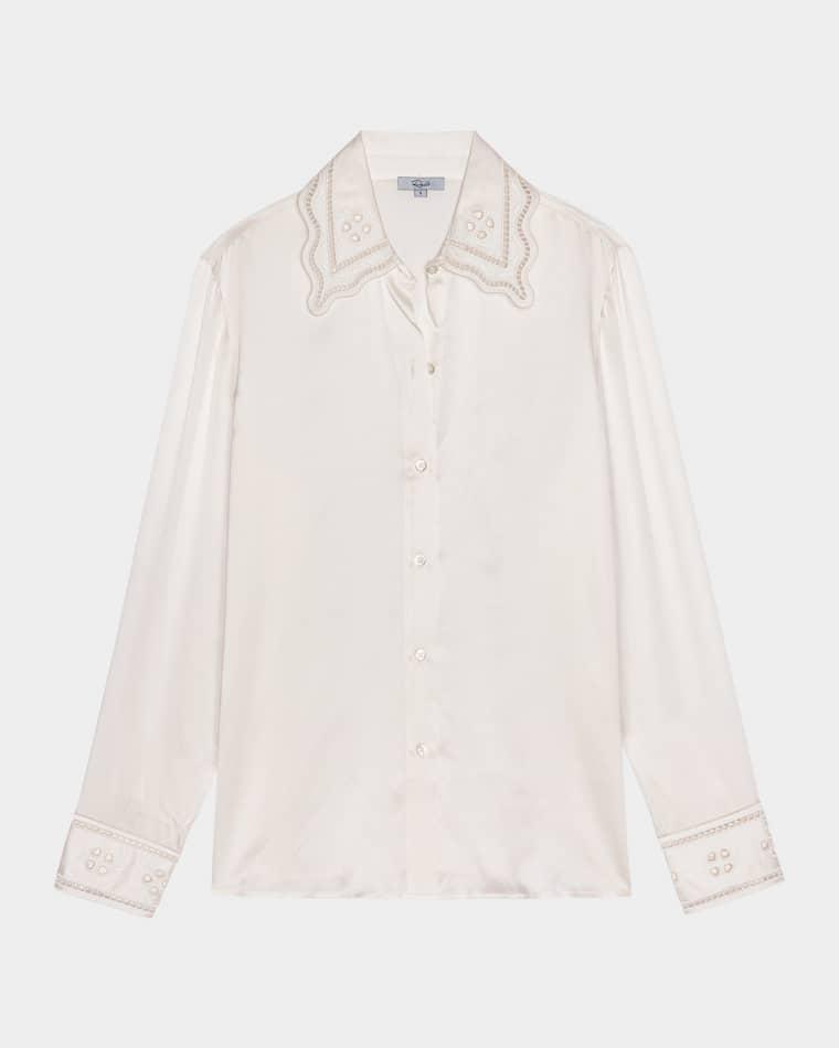 Clarise Silk Scallop-Trimmed Shirt by RAILS