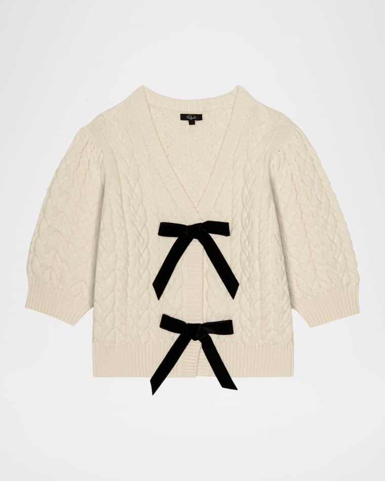 Clarissa Cable-Knit Bow-Front Sweater by RAILS