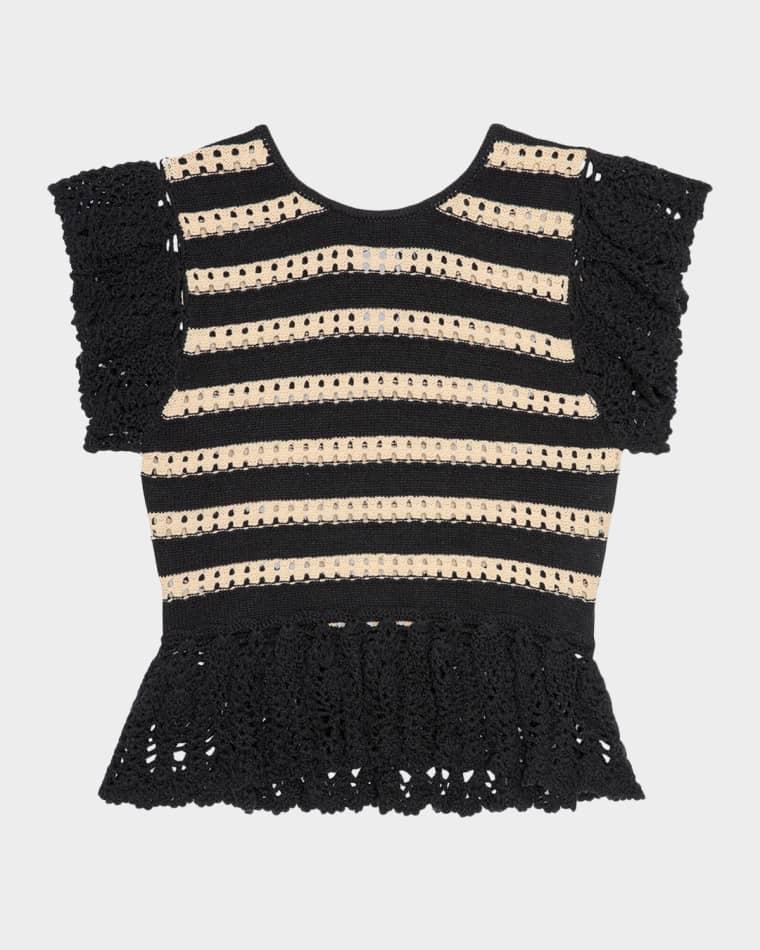 Coen Stripe Cotton-Crochet Top by RAILS