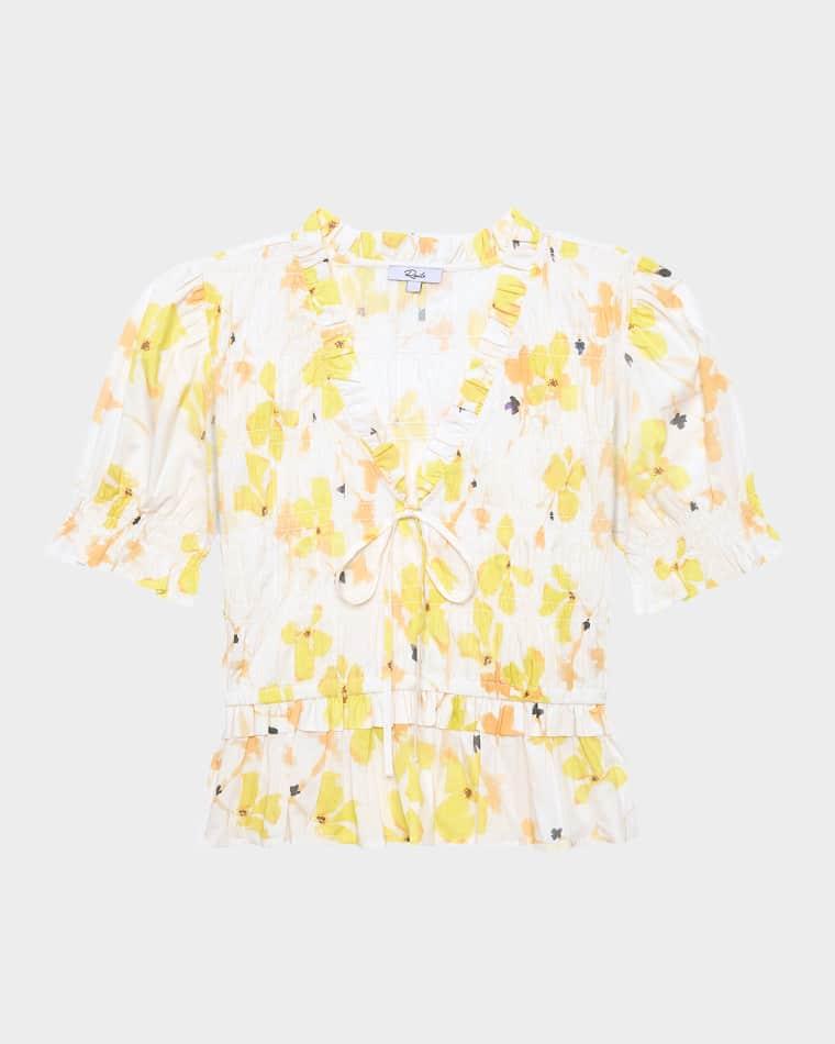 Fontaine Floral Smocked Blouse by RAILS