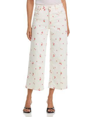 Getty Floral Embroidered Crop Jeans in Ecru Romantic Floral by RAILS