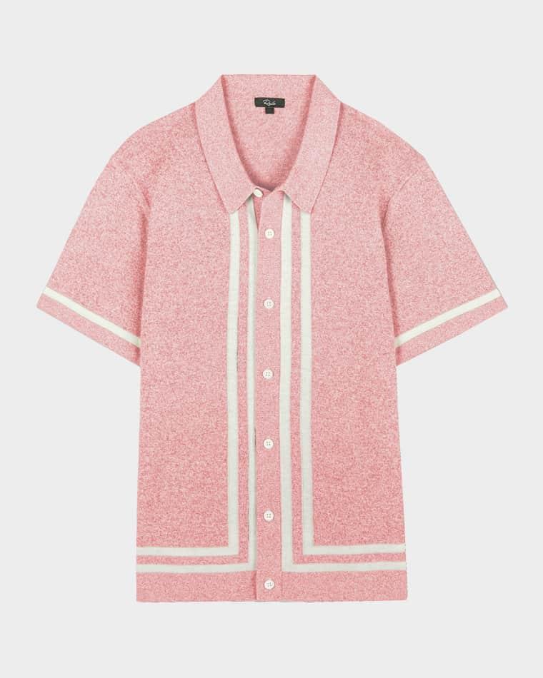 Men's Leo Melange Knit Short-Sleeve Shirt by RAILS