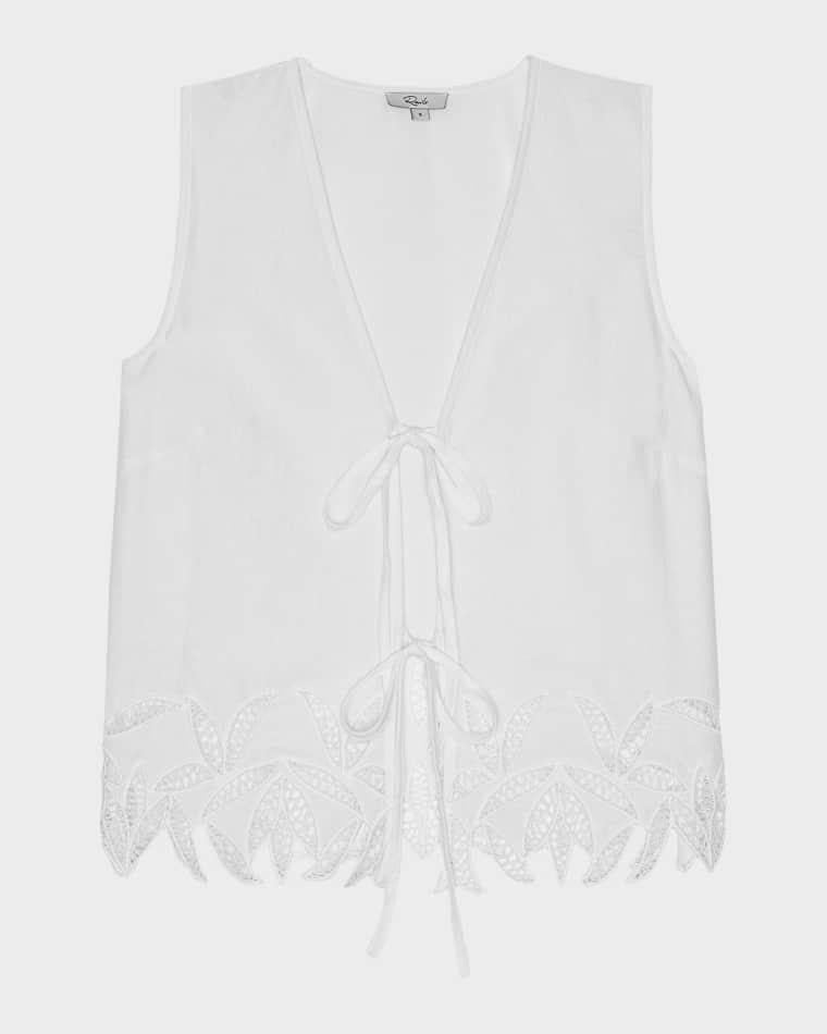 Oregon Embroidered Sleeveless Tie-Front Blouse by RAILS