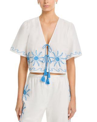 Pari Embroidered Tassel Tie Top - Exclusive by RAILS