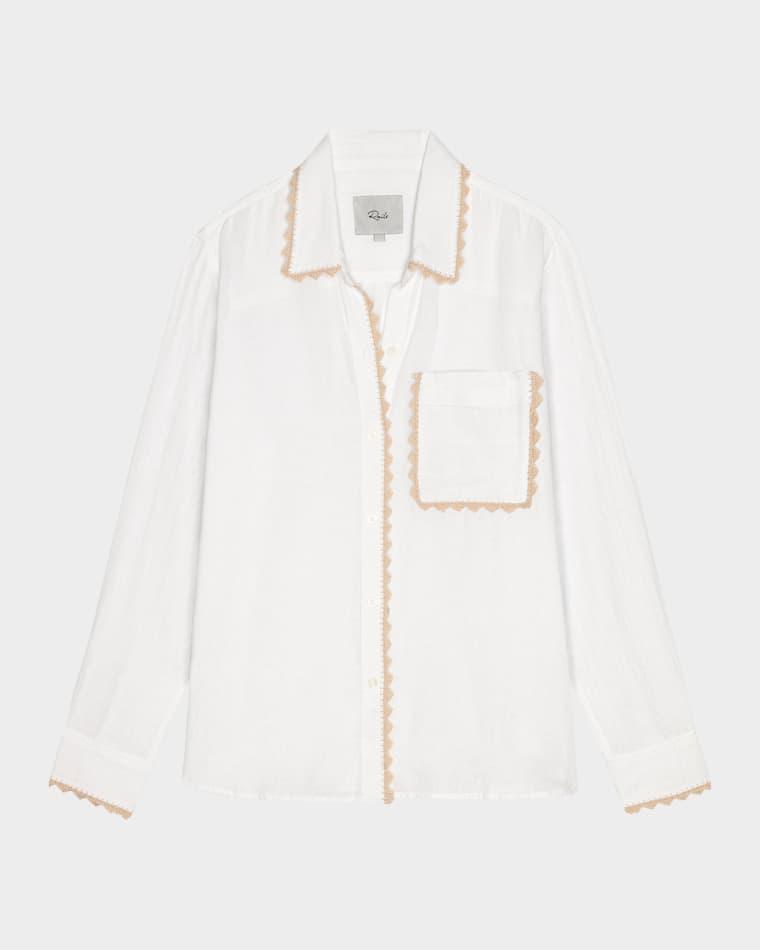 Saya Linen Crochet-Trim Shirt by RAILS