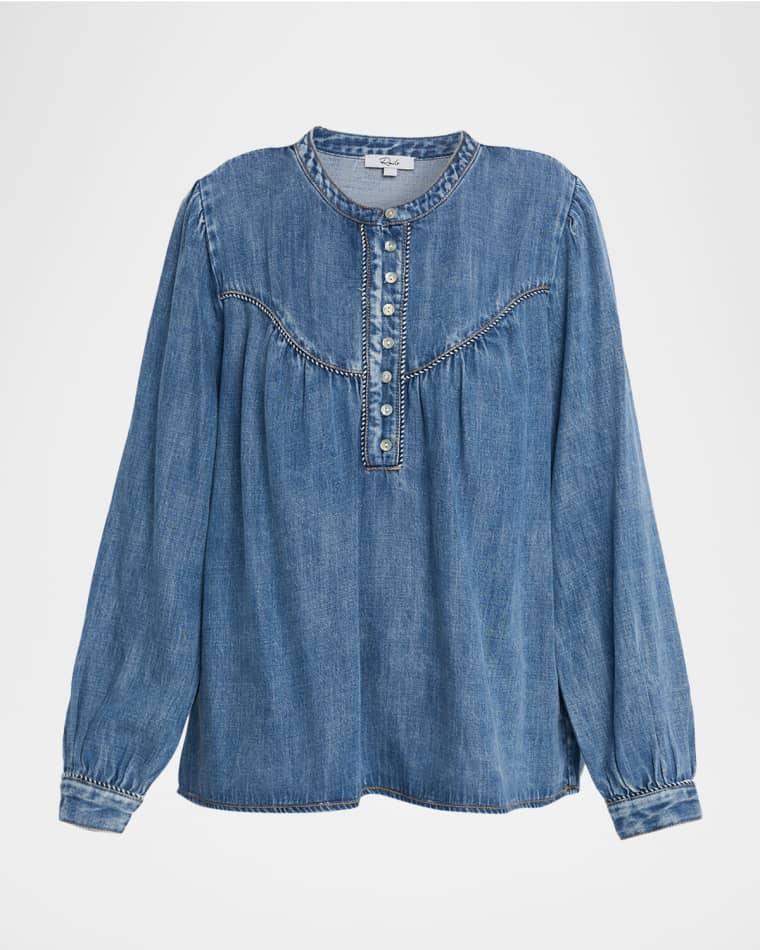 Sunna Long-Sleeve Denim Blouse by RAILS